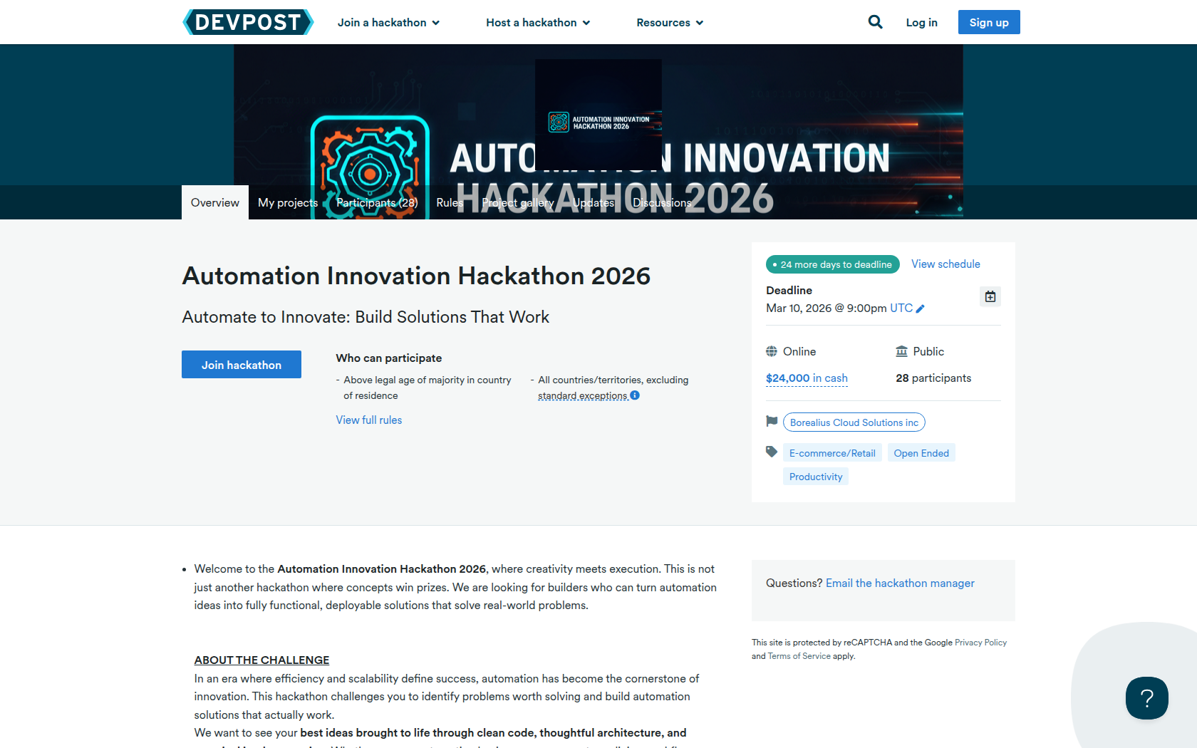 Automation Innovation Hackathon 2026 - Tenders - Startup Networks